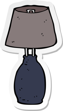 Bir insan tarafından çizilmiş çizgi film lambası çıkartması.