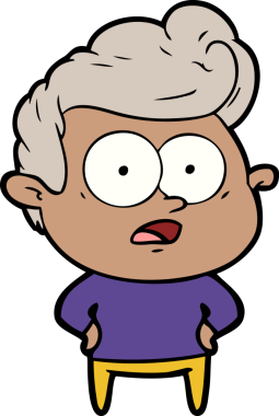 Bir insan tarafından çizilmiş çizgi film bakışlı adam.