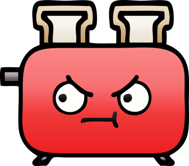 Bir insan tarafından çizilmiş tost makinesinin gölgelenmiş karikatürü.