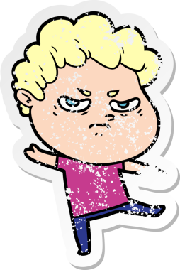 Bir insan tarafından çizilmiş kızgın bir adamın sıkıntılı çıkartması.