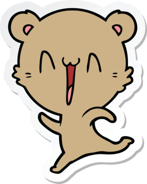 Bir insan tarafından çizilmiş mutlu ayı çizgi filmi çıkartması.