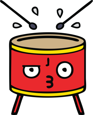 Bir insan tarafından çizilmiş şirin davul karikatürü.
