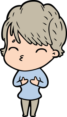 Bir insan tarafından çizilmiş bir çizgi film kadını.