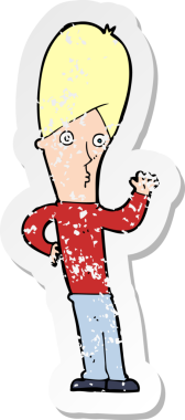 Bir insan tarafından çizilmiş bir karikatür adamın gerilmiş çıkartması.