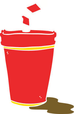 Bir insan tarafından çizilmiş düz renkli soda bardağı.