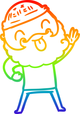 Gökkuşağı gradyan çizgisi sakallı bir adamın bir insan tarafından çizilmiş dili.