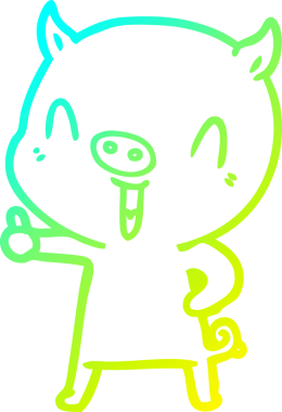 Bir insan tarafından çizilmiş mutlu çizgi film domuzu çizimi.