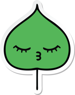 Bir insan tarafından çizilmiş sevimli bir çizgi film yaprağının çıkartması.