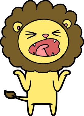 Bir insan tarafından çizilmiş çizgi film aslanı.