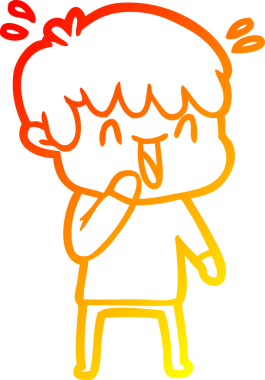 Bir insan tarafından çizilmiş gülen bir çizgi film karakteri çizimi