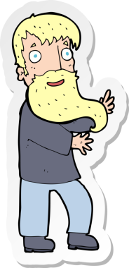 Bir insan tarafından çizilmiş heyecanlı sakallı bir adamın çıkartması.