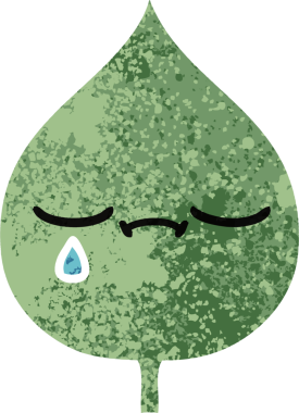 Bir insan tarafından çizilmiş dışavurumsal yaprağın retro çizim tarzı karikatürü