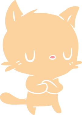 Bir insan tarafından çizilmiş düz renkli çizgi film kedisi