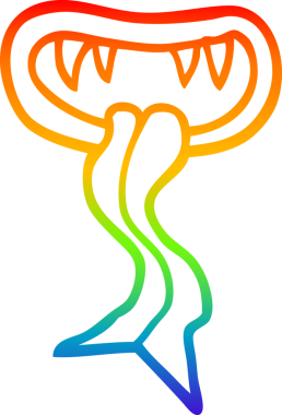 Gökkuşağı gradyan çizgi çizimi bir insan tarafından çizilmiş bir canavar ağzı