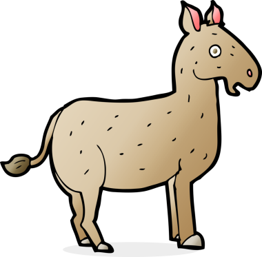 Bir insan tarafından çizilmiş çizgi film katırı.