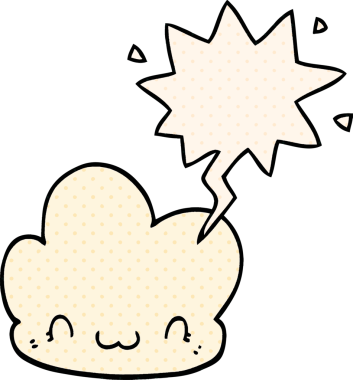 Bir insan tarafından çizilmiş çizgi roman tarzında konuşma baloncuğu olan karikatür bulutu