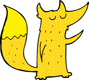 Bir insan tarafından çizilmiş şirin bir tilki çizgi filmi.