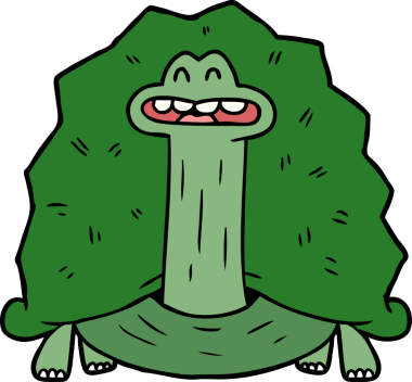 Bir insan tarafından çizilmiş komik karikatür kaplumbağası.