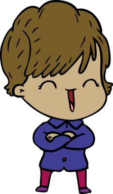 Bir insan tarafından çizilmiş gülen kadın çizgi filmi.