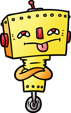 Bir insan tarafından çizilmiş çizgi film robotu