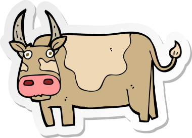 Bir insan tarafından çizilmiş bir çizgi film boğasının çıkartması.