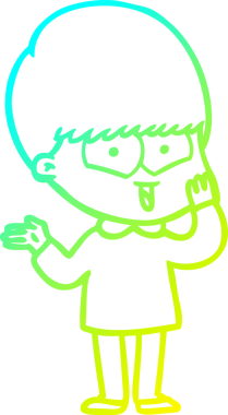 Bir çizgi film karakteri çizen soğuk çizgi bir insan tarafından çizilmiş mutlu çocuk.