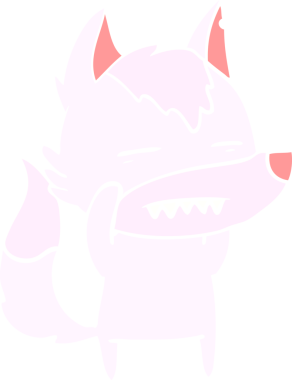 Düz renkli çizgi film kurt bir insan tarafından çizilmiş dişleri gösteriyor.