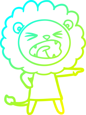 Bir insan tarafından çizilmiş kızgın bir aslanın soğuk çizgi çizimi.