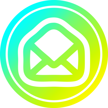 Zarf harfi dairesel simgesi, bir insan tarafından çizilen havalı gradyan bitiş