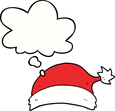 Bir insan tarafından çizilmiş düşünce baloncuklu noel şapkası.