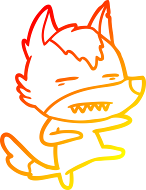 Bir insan tarafından çizilmiş bir kurdun sıcak çizgi çizimi.