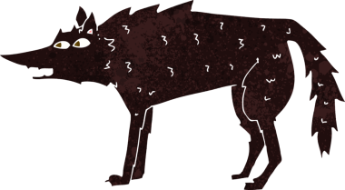 Bir insan tarafından çizilmiş bir kurt çizgi filmi.