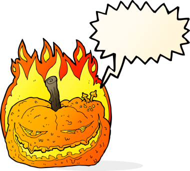 Bir insan tarafından çizilmiş balkabağı ve konuşma baloncuğu.