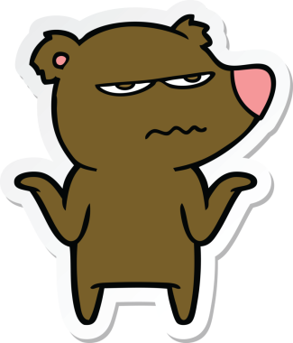 Bir insan tarafından çizilmiş kızgın bir ayı çizgi filminin çıkartması.