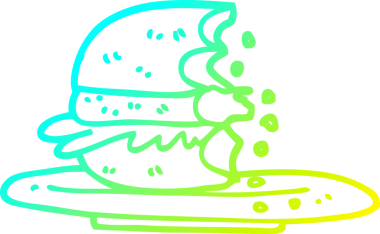 İnsan tarafından çizilmiş yarısı yenmiş bir çizgi film çizimi.