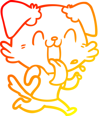 Bir insan tarafından çizilmiş, nefes nefese bir köpeğin sıcak çizgi çizimi.