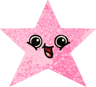 Bir insan tarafından çizilmiş yıldız balığının retro çizim tarzı karikatürü