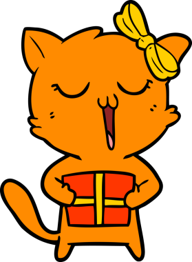 Bir insan tarafından çizilmiş çizgi film kedisi.