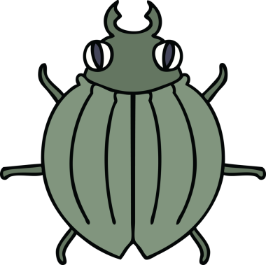 Bir insan tarafından çizilmiş garip çizgi film böceği.