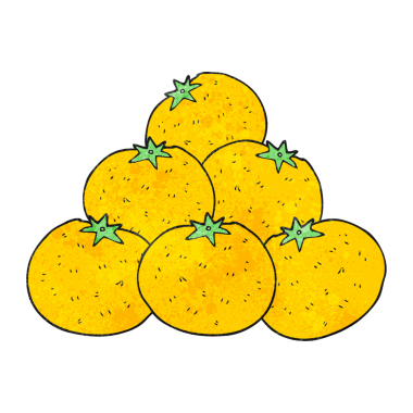 Bir insan tarafından çizilmiş el yapımı çizgi film portakalları.