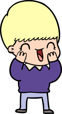 Bir insan tarafından çizilmiş mutlu çizgi film çocuğu.