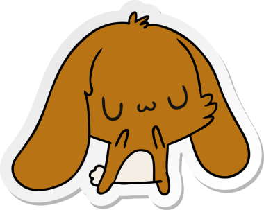 Etiket karikatür çizimi kawaii sevimli tavşan bir insan tarafından çizilmiş