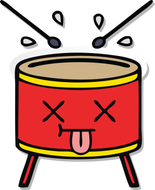 Bir insan tarafından çizilmiş şirin bir davulun çıkartması.