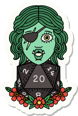 Bir insan tarafından çizilmiş 20 zarlı yarım bir ork hırsızının çıkartması.