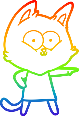 Gökkuşağı gradyan çizgi çizimi bir insan tarafından çizilmiş bir kedi kız çizimi