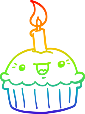 gökkuşağı gradyan çizgi çizimi bir insan tarafından çizilmiş mumlu kek