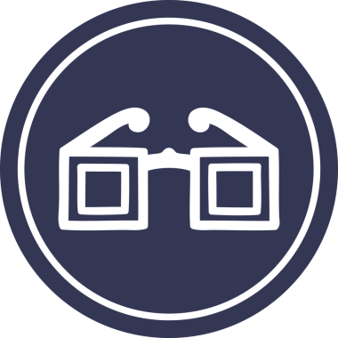 Bir insan tarafından çizilmiş kare gözlük dairesel simgesi