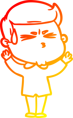 Bir insan tarafından çizilmiş terleyen bir çizgi film karakterinin sıcak çizgi çizimi.