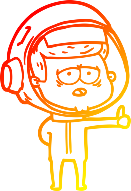 Bir insan tarafından çizilmiş, karikatür, yorgun astronot çizimi.