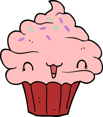 Bir insan tarafından çizilmiş tatlı karikatür şekerli kek.